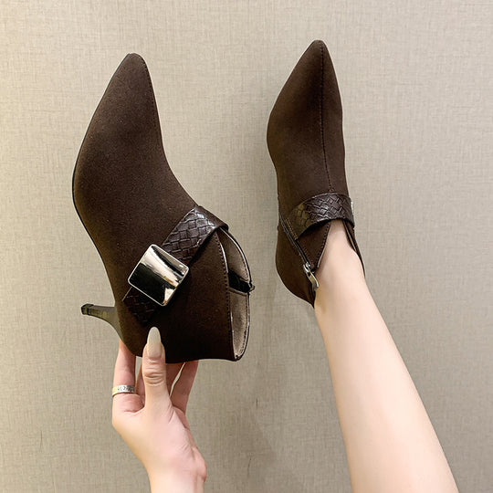 Damen Ankle-Boots mit modischem Riemen und elegantem Blockabsatz R&B