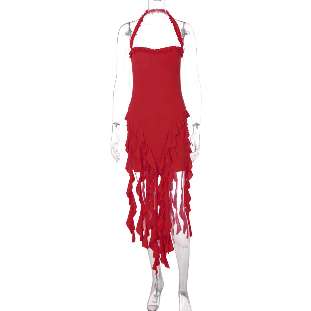 Damen Rüschenkleid mit tiefem Ausschnitt R&B