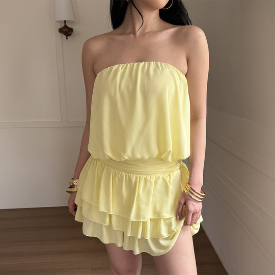 Damen Voluminöses Minikleid mit Rüschendetails R&B