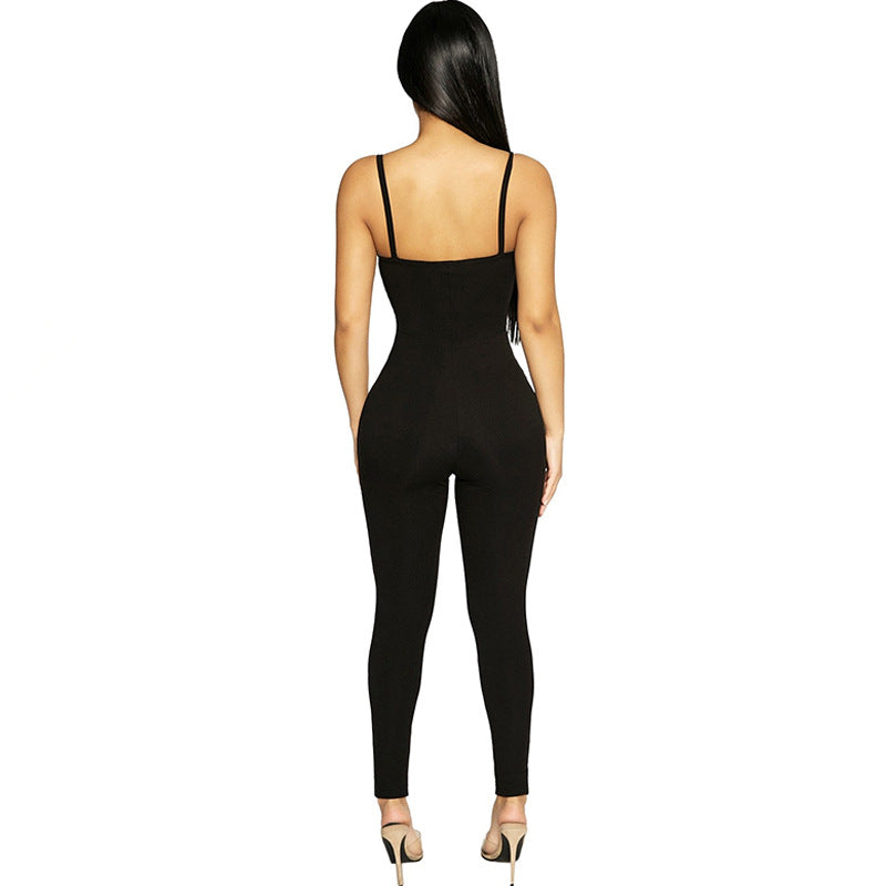 Damen Langärmeliger Jumpsuit mit schmalem Schnitt R&B