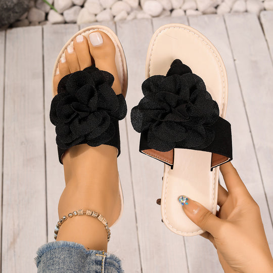 Damen Modische Slipper mit floraler Applikation R&B