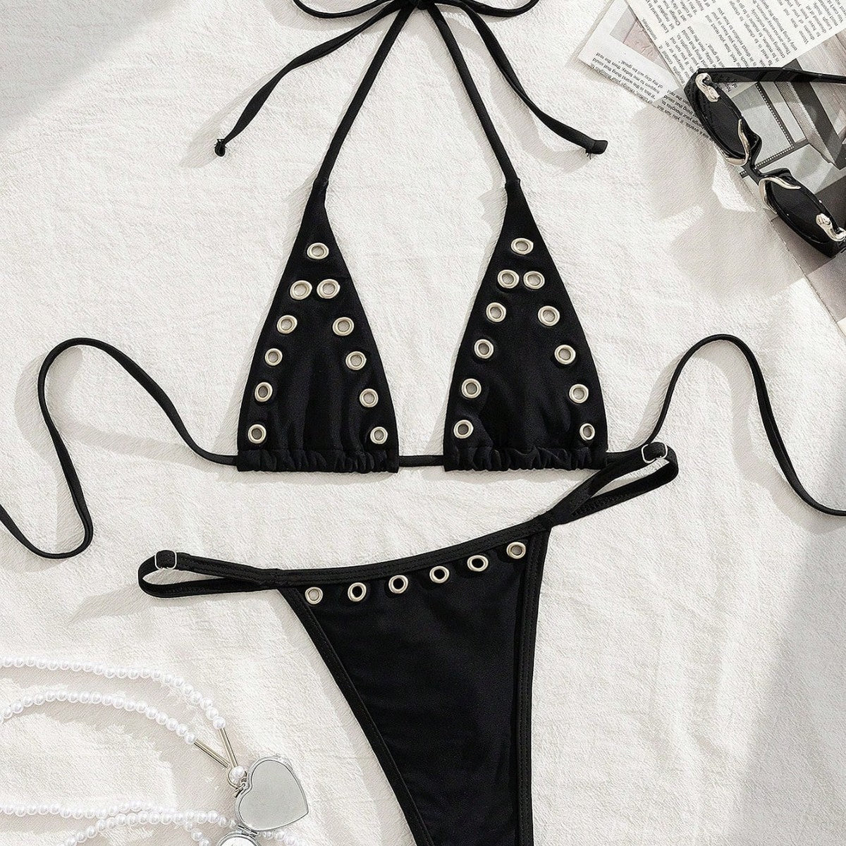 Damen Triangel-Bikini-Set mit glamourösen Zier-Details R&B