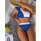 Damen Hochgeschnittener One-Shoulder Bikini mit verspieltem Schleifendetail R&B