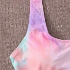 Damen Bunt bedruckter Bikini mit sportlichem Schnitt und breiten Trägern R&B