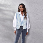 Damen Strickweste mit modernem Zickzackmuster und vorteilhaftem Schnitt R&B