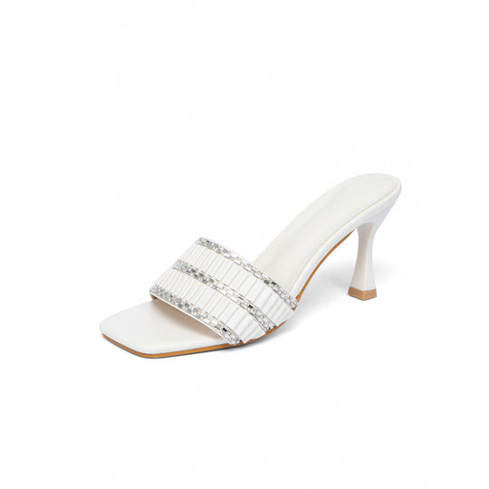 Damen Elegant verziertes Plateau-Mules mit schimmernden Akzenten R&B