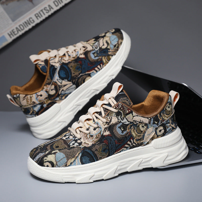 Damen Modische Freizeitsneaker mit buntem Muster und rutschfester Laufsohle R&B