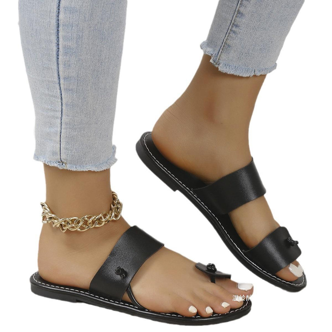 Damen modische Slipper mit eleganten Riemen und bequemer Sohle R&B