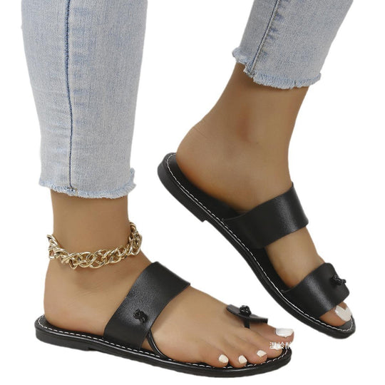 Damen modische Slipper mit eleganten Riemen und bequemer Sohle R&B