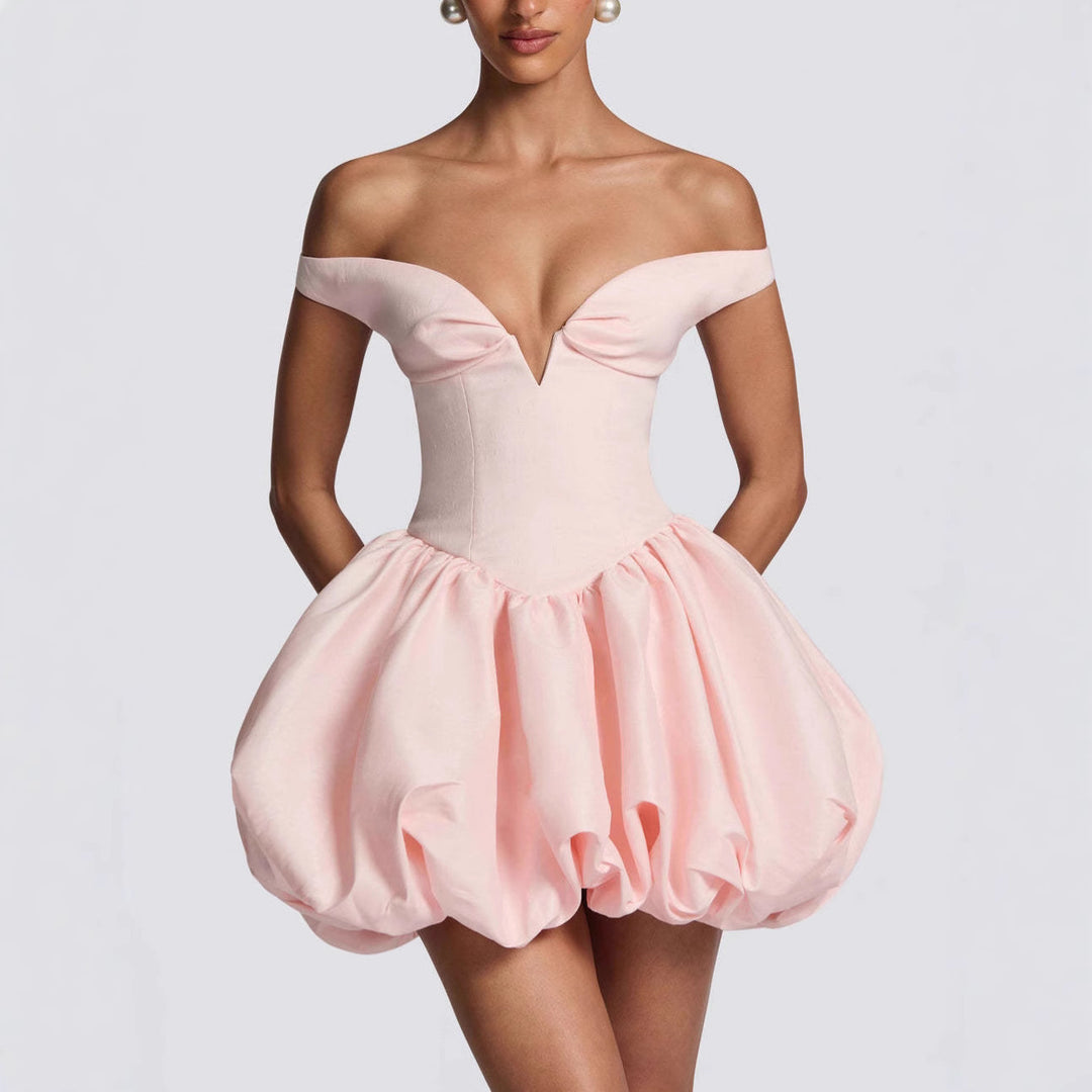 Damen Elegantes Ballkleid mit schulterfreiem Ausschnitt und voluminösem Rock R&B