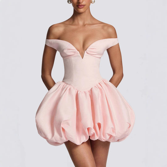 Damen Elegantes Ballkleid mit schulterfreiem Ausschnitt und voluminösem Rock R&B