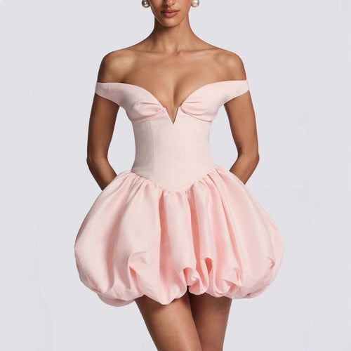Damen Elegantes Ballkleid mit schulterfreiem Ausschnitt und voluminösem Rock R&B
