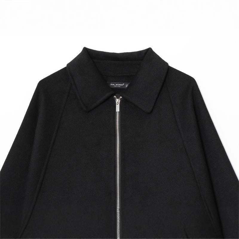Damen modische Jacke mit asymmetrischem Schnitt und lässigem Reißverschluss R&B