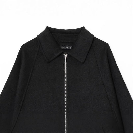 Damen modische Jacke mit asymmetrischem Schnitt und lässigem Reißverschluss R&B