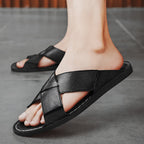 Herren Elegante und bequeme Leder-Sandalen mit verstellbarem Riemensystem R&B