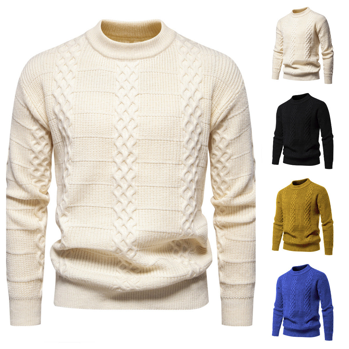 Herren Strukturierter Strickpullover mit hohem Kragen