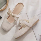 Damen Kuschelige Mules mit dekorativer Schleife und rutschfester Sohle R&B