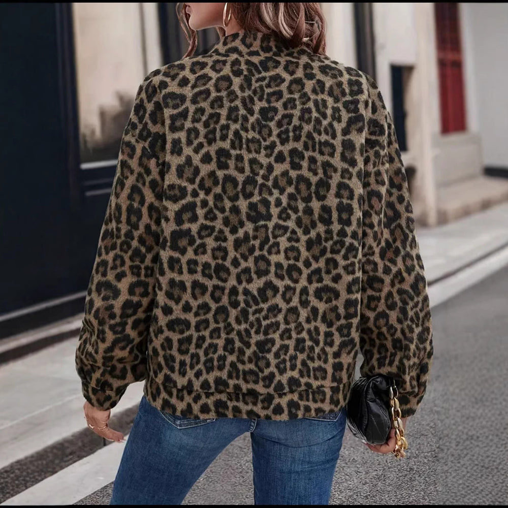 Damen Fleecejacke im trendigen Leopardenmuster R&B