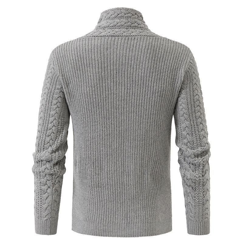 Herren Strickpullover mit hohem Kragen und dekorativen Knöpfen