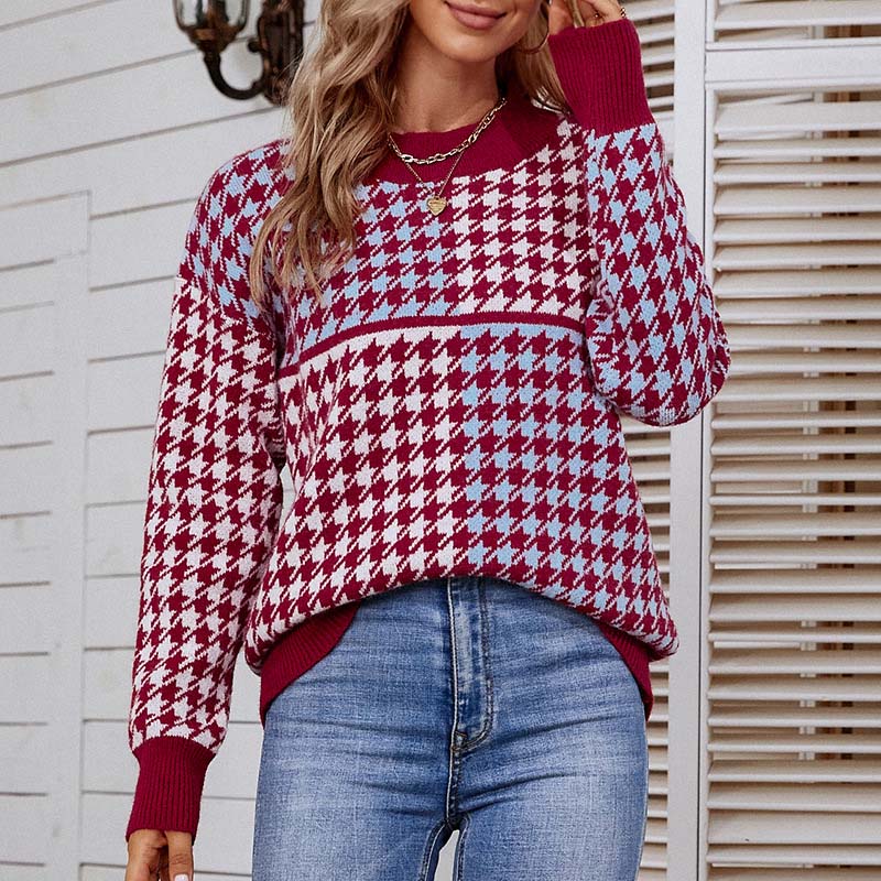 R&B | Geometrischer Strickpullover Mit Trendigem Muster