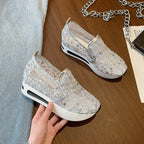 Damen Bequeme Slip-On Sneakers mit glamourösem Glitzerdesign R&B
