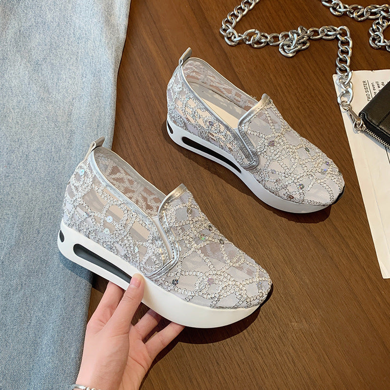 Damen Bequeme Slip-On Sneakers mit glamourösem Glitzerdesign R&B