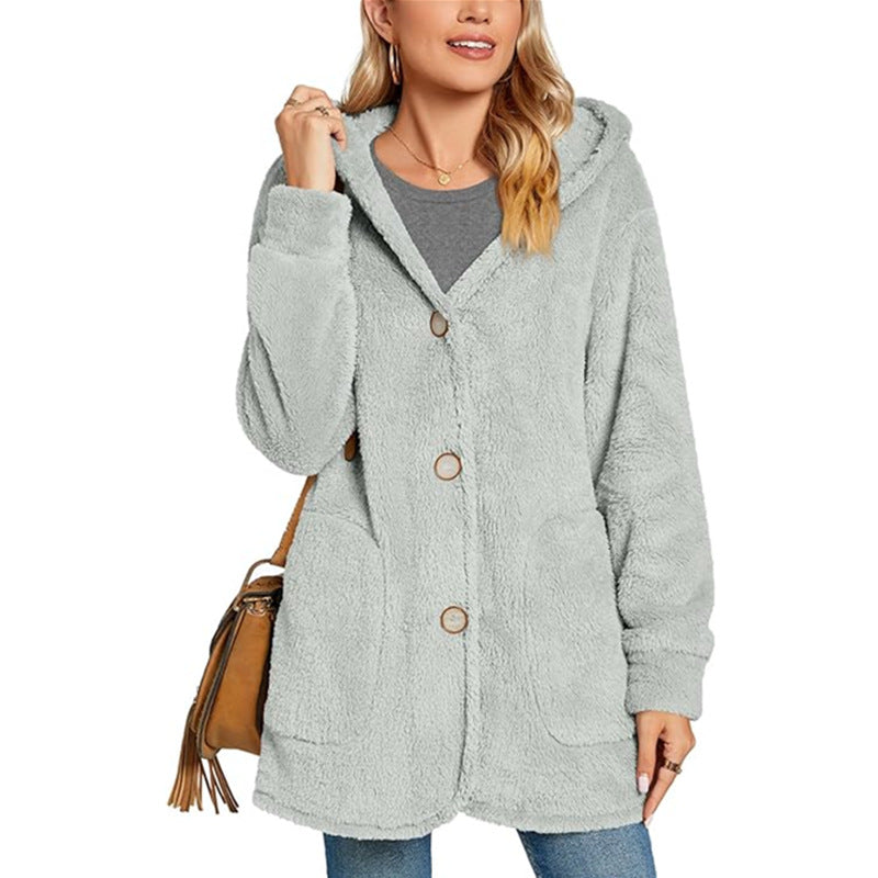 Damen Kuschelige Fleecejacke mit Kapuze und Taschen R&B