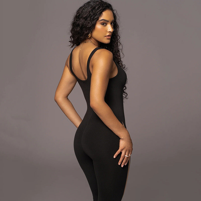 Damen Sportlicher Langarm-Overall mit seitlichen Cut-Outs und konturierendem Design R&B