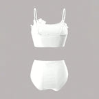Damen Bikini-Set mit floralem 3D-Design und hochgeschnittenem Unterteil