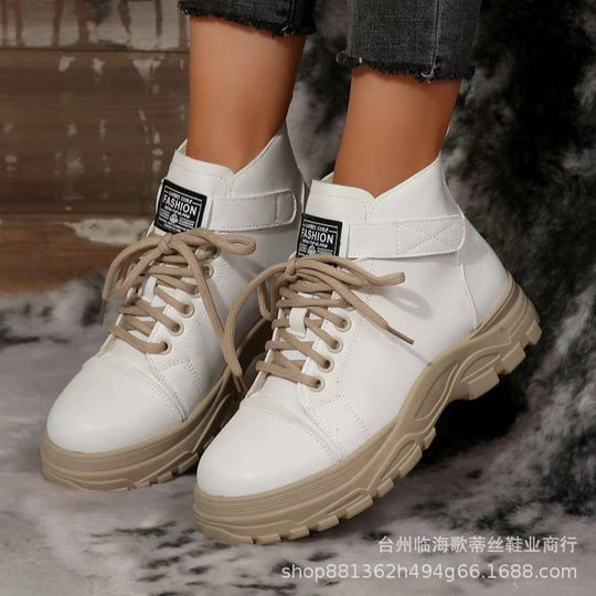 Damen Modische Schnürboots mit stabiler Sohle und praktischem Klettverschluss R&B
