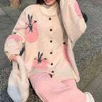 Damen Verspielt gemusterter Cardigan mit Knopfdetail R&B
