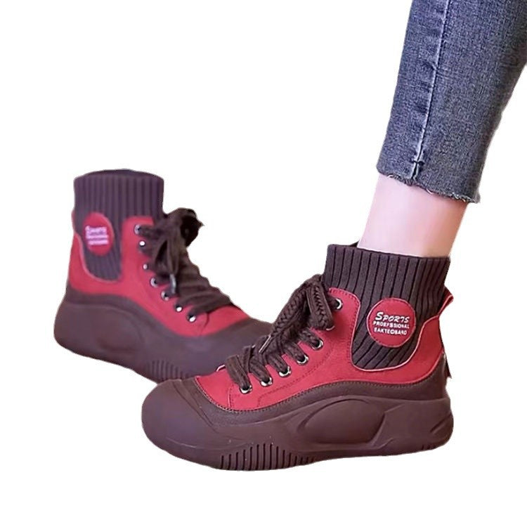 Damen sportliche High-Top Sneakers mit flexiblem Strick-Obermaterial und rutschfester Sohle R&B