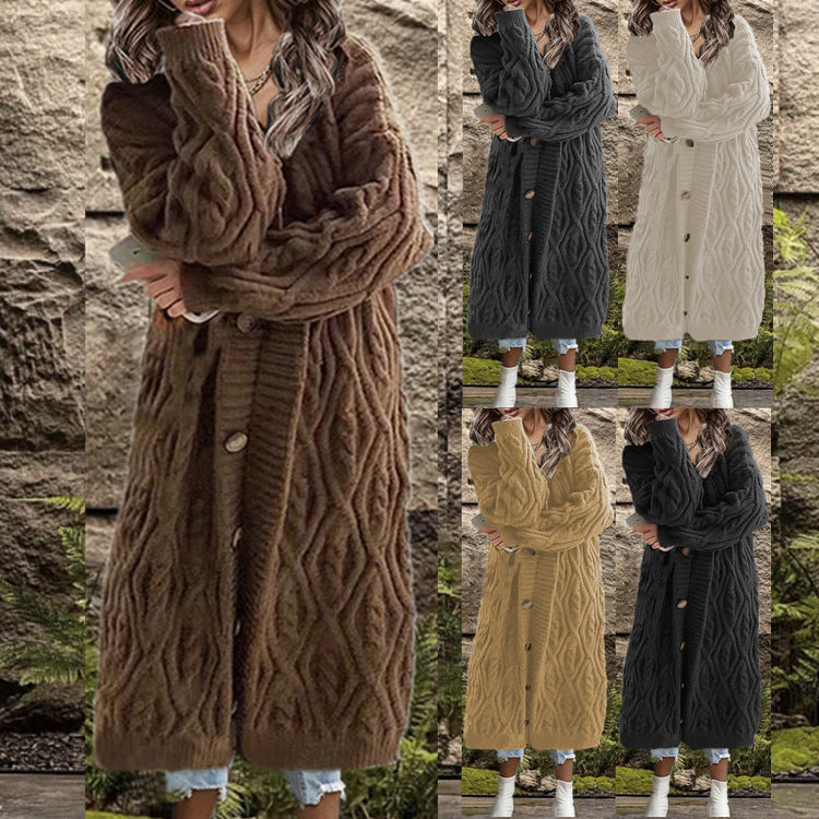 Damen Strickmantel mit kunstvollem Zopfmuster