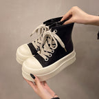 Damen Plattform Sneakers mit modischem Obermaterial und auffälligem Absatz R&B