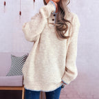 Damen Oversize Strickpullover mit Knopfleiste R&B