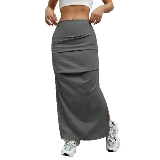 Damen Longskirt mit seitlichem Schlitz und elastischem Bund R&B