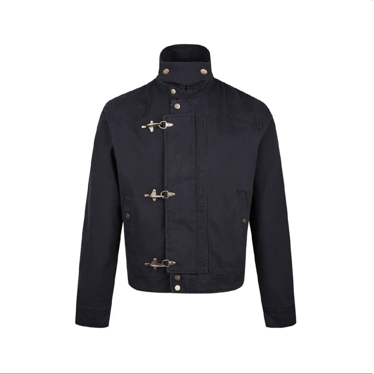 Herren modische Kurzjacke mit innovativen Schnallen und praktischem hochgeschlossenem Kragen R&B