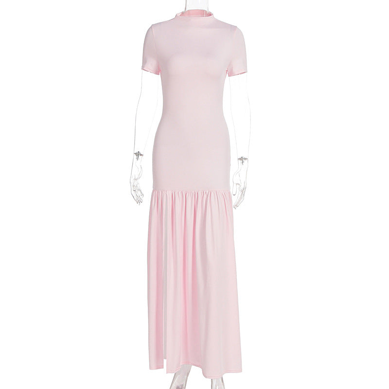 Damen Maxi-Kleid mit elegantem halblangen Ärmel und voluminösem Rock R&B