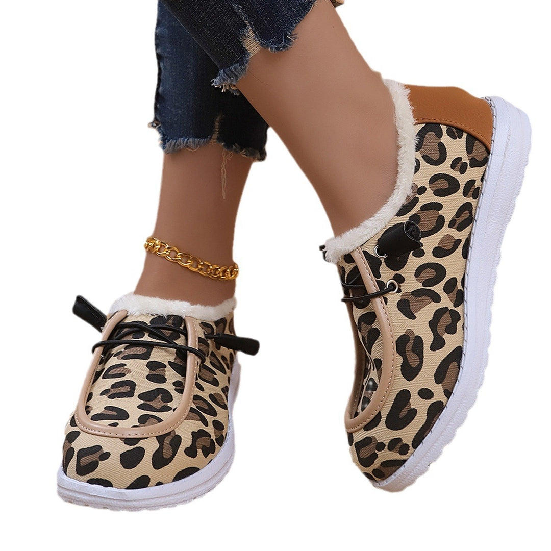 Damen Gemütliche Sneakers aus weich gefüttertem Material mit Leopardenmuster R&B