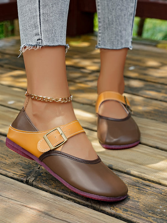 Damen modische Halbschuhe mit dekorativem Riemen und flexibler Sohle R&B