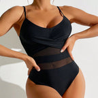 Damen Einteiliger Badeanzug mit transparenten Einsätzen und figurformendem Design
