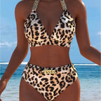 Damen Bikini mit luxuriösem Marmormuster und edlen Details R&B