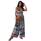 Damen Jumpsuit mit floralem Design und taillierbarem Gürtel R&B