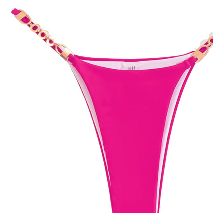 Damen Triangel-Bikini mit dekorativen Kettendetails R&B