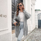 Damen Lässige Strickjacke mit tiefem V-Ausschnitt und praktischen Taschen R&B
