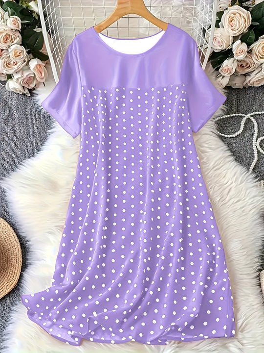 Damen Polka Dot Sommerkleid mit lässigem Schnitt und weichem Material R&B