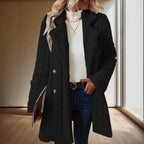 Damen Kapuzenmantel mit strukturiertem Design und großen Knöpfen R&B