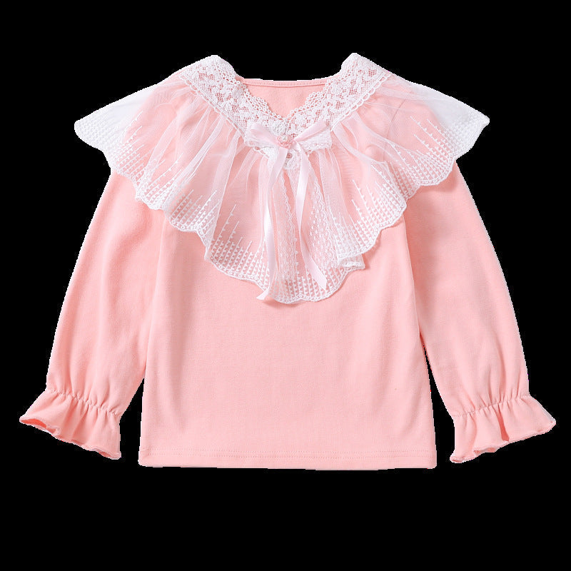 Mädchen Langarmshirt mit eleganter Spitzenverzierung R&B
