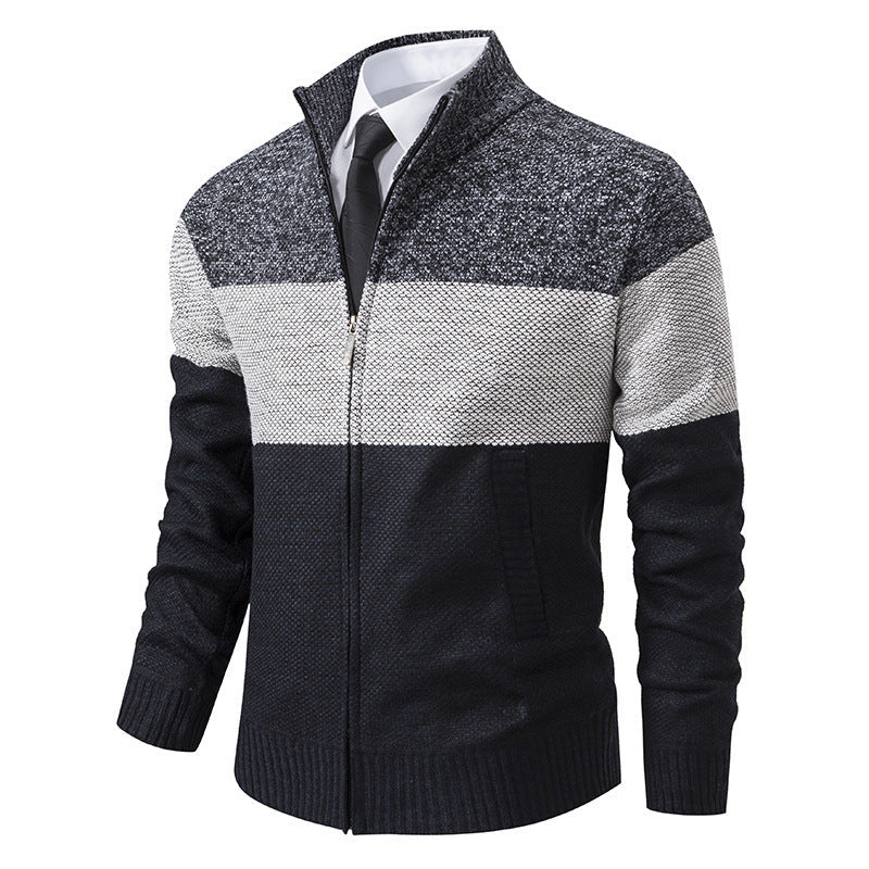 Herren modische Strickjacke mit strukturiertem Farbblockdesign R&B