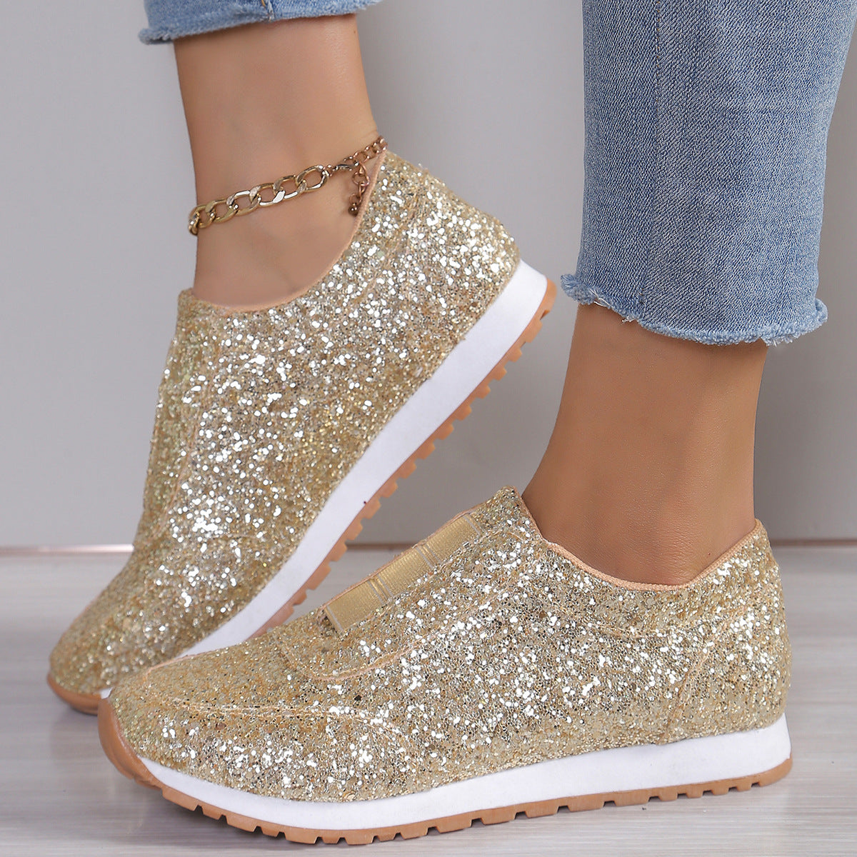 Damen Glitzernde Sneakers im sportlichen Design R&B